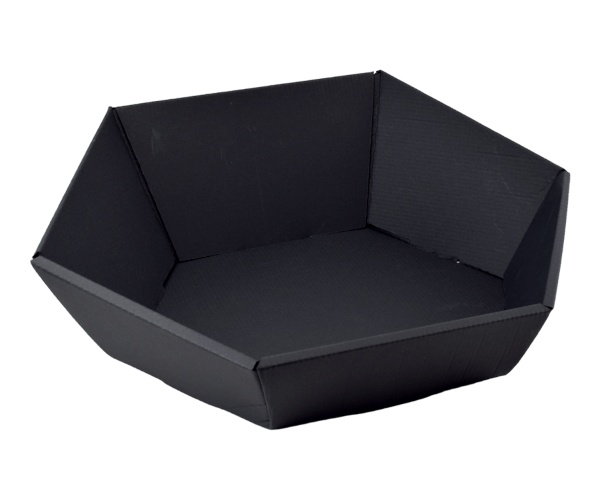 Luxe Geschenkbak 40 cm  Zeskantig zwart plano