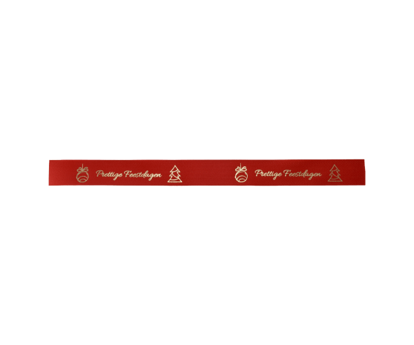Rol zijdelint 25mm-100mtr Kerst Rood/Goud