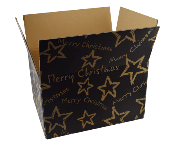 Golfdoos Kerstpakket Zwart Stars 39x29x23,2
