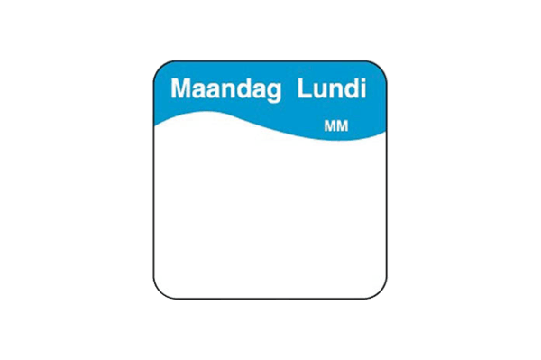 Etiket 25x25mm HACCP Sticker "Maandag" navulling tbv kit