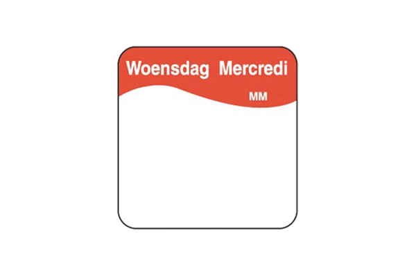 Etiket 25x25mm HACCP Sticker "Woensdag" navulling tbv kit