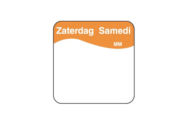 Etiket 25x25mm HACCP Sticker "Zaterdag" navulling tbv kit