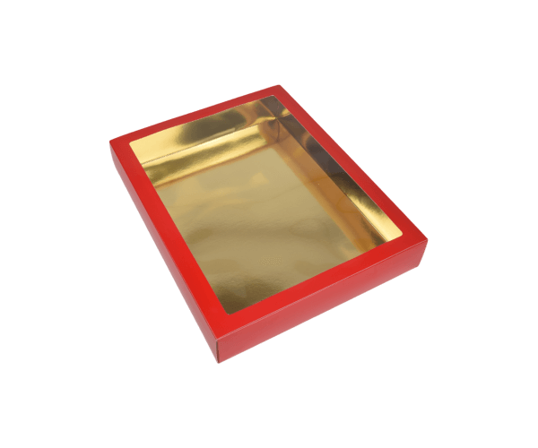 Letterdoos XL uitw. 31,8x.25,5x5,0 Rood/Goud (schuif)