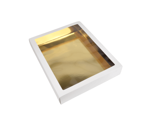 Letterdoos XL uitw. 31,8x.25,5x5,0 Wit//Goud (schuif)