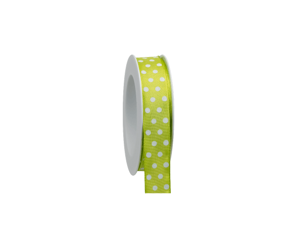 Rol zijdelint 25mm-20mtr Dots Groen-Wit (11.01225.53)