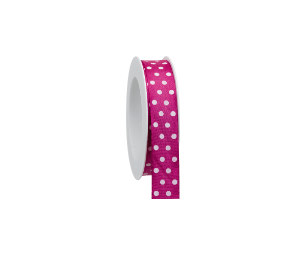 Rol zijdelint 25mm-20mtr Dots D.Roze-Wit (11.01225.241)