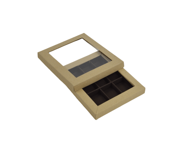 Chocoladedoos +dek Natura kraft 9v 14,3 x 11,9 x 1,5 cm