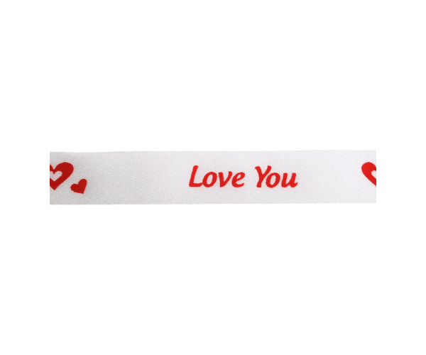 Rol zijdelint 15mm-100mtr Love You wit/rood (119015)
