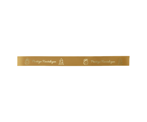 Rol zijdelint 25mm-100mtr Kerst Goud/Goud